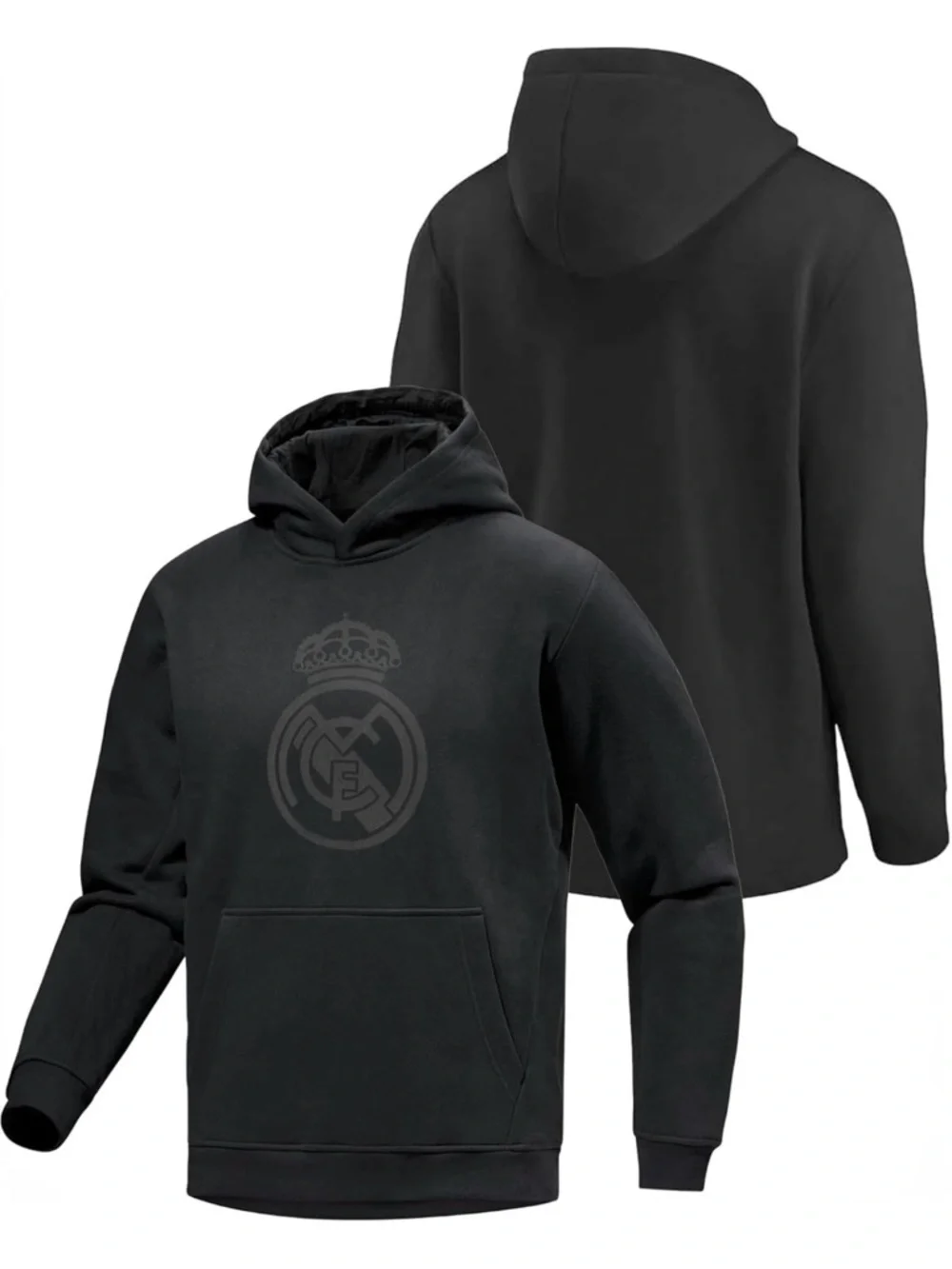 ⚽️🖤  Real Madrid Kids Black Hoodie Crest Logo Pullover Size 8–10Y Soccer